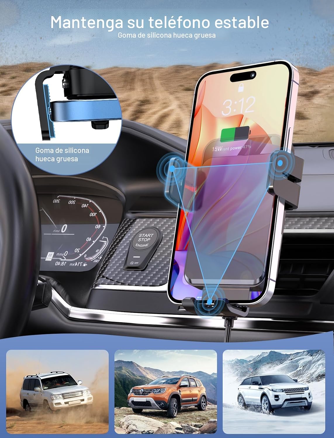 Auto Clamping Car Charger  شاحن سيارة لاسلكي بقفل تلقائي